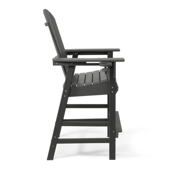 Malibu Outdoor HDPE Tall Adirondack Bar Height Chair With Cup Holder