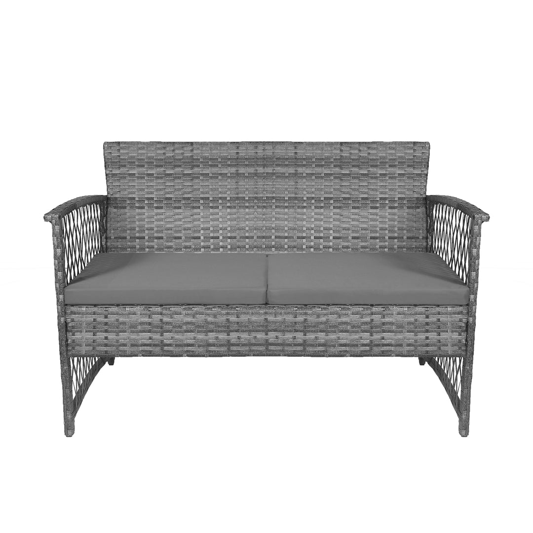 Melvi 4-Piece Outdoor Patio Wicker Conversation Set, Gray