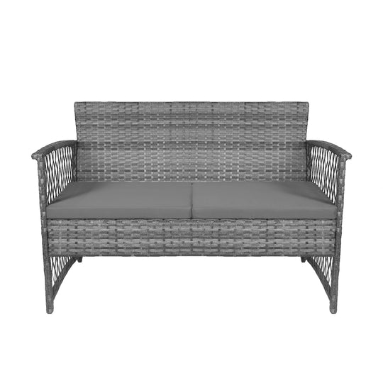 Melvi 4-Piece Outdoor Patio Wicker Conversation Set, Gray