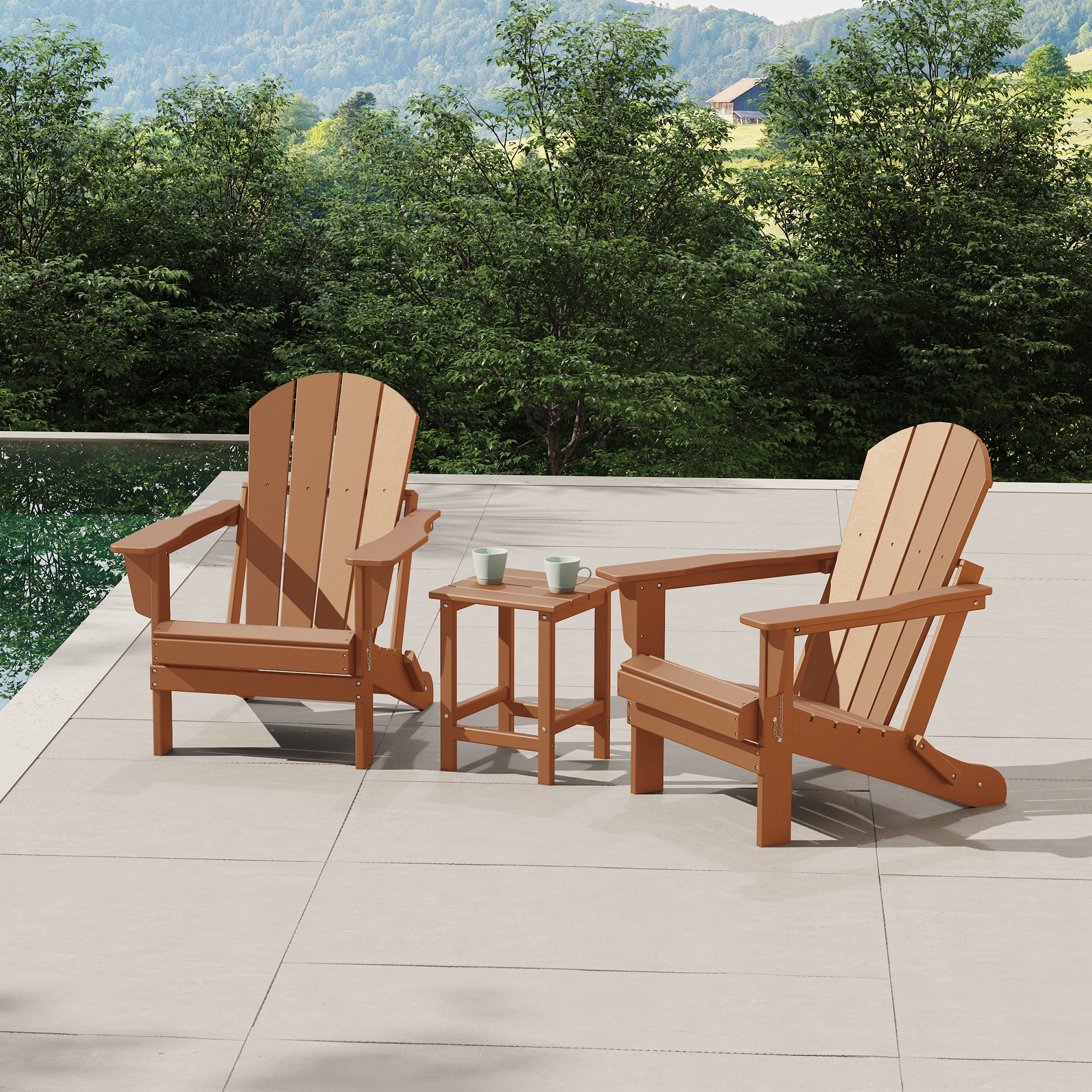 Malibu 3-Piece set Outdoor / Patio Poly Adirondack chair set with a side table ( 2 seater )