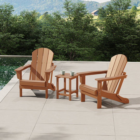 Malibu 3-Piece set Outdoor / Patio Poly Adirondack chair set with a side table ( 2 seater )
