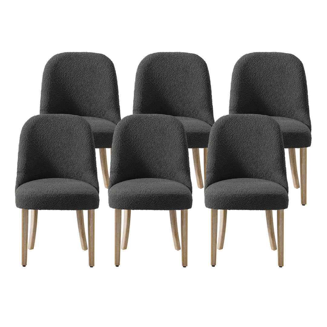 Genevieve Mid-Century Modern Upholstered Boucle Dining Chair (Set of 6)