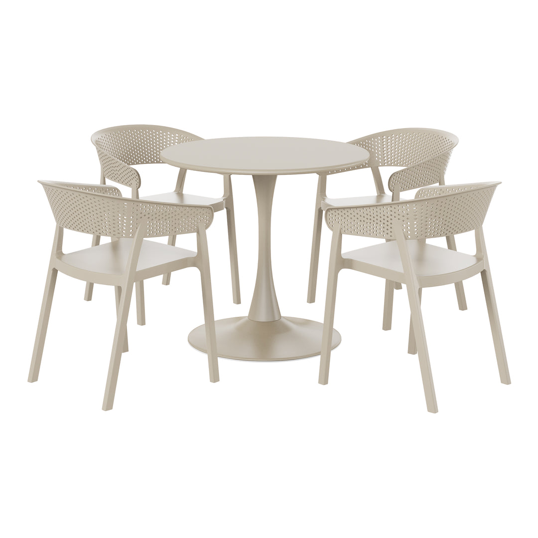 Playa 5-Piece Indoor Outdoor Metal Patio Dining Table Set With Stackable Patio Chairs