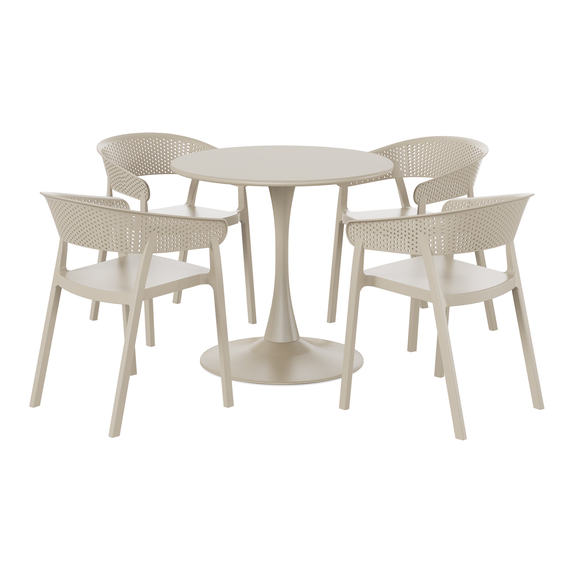 Playa 5-Piece Indoor Outdoor Metal Patio Dining Table Set With Stackable Patio Chairs