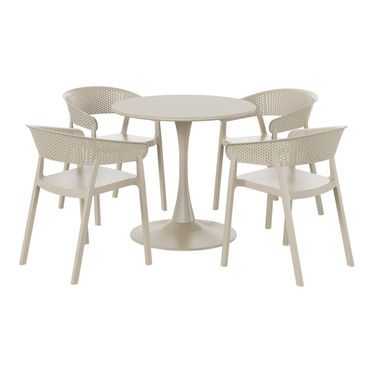 Playa 5-Piece Indoor Outdoor Metal Patio Dining Table Set With Stackable Patio Chairs