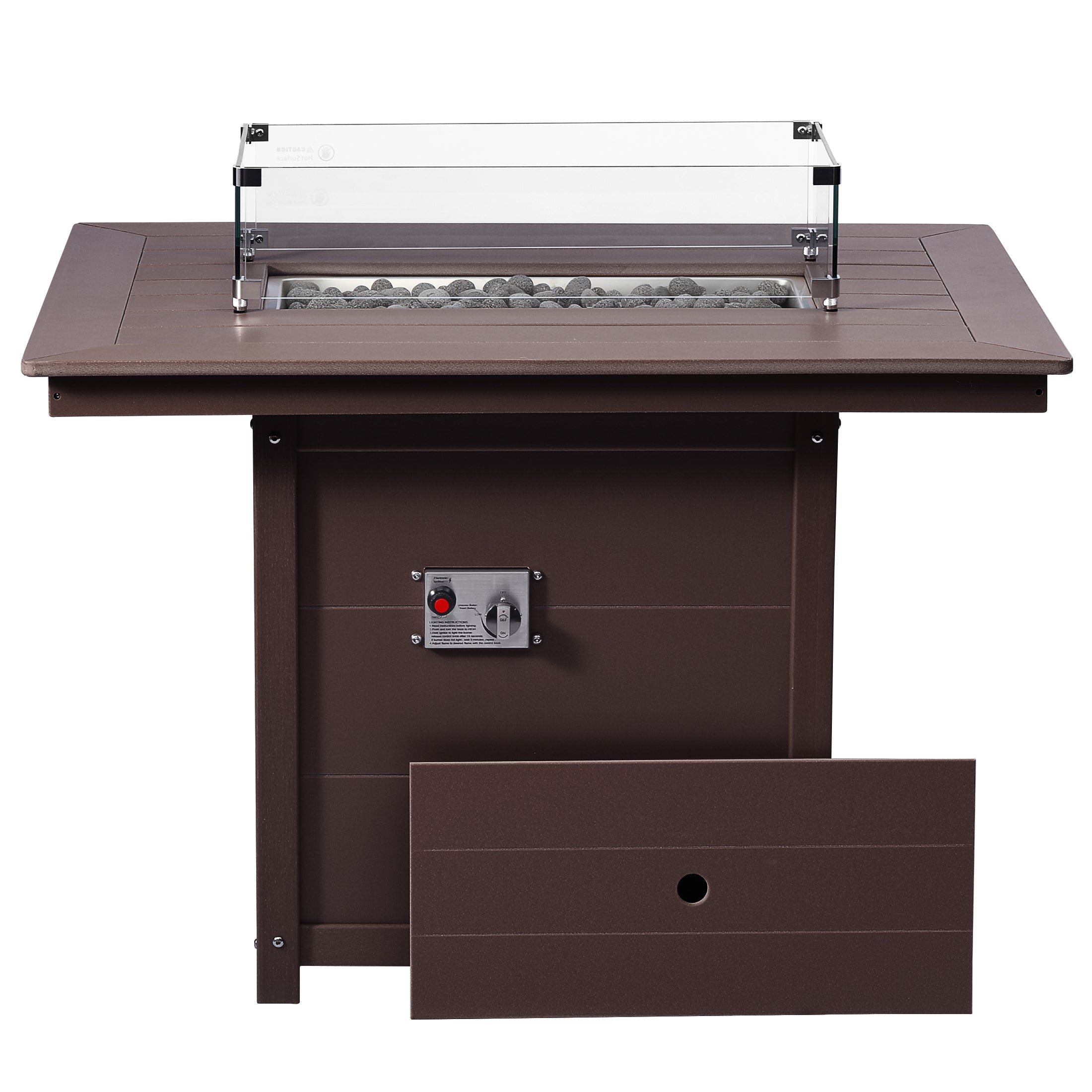 Helios 46" Modern Outdoor Patio Gas Propane Rectangular Fire Pit Table