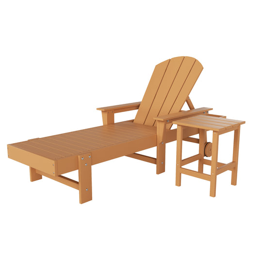 Malibu 2 Piece Adirondack Poly Reclining Chaise Lounge With Arms & Wheels