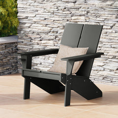 Riviera modern Adirondack chair with cup holder in Gray styled outdoors