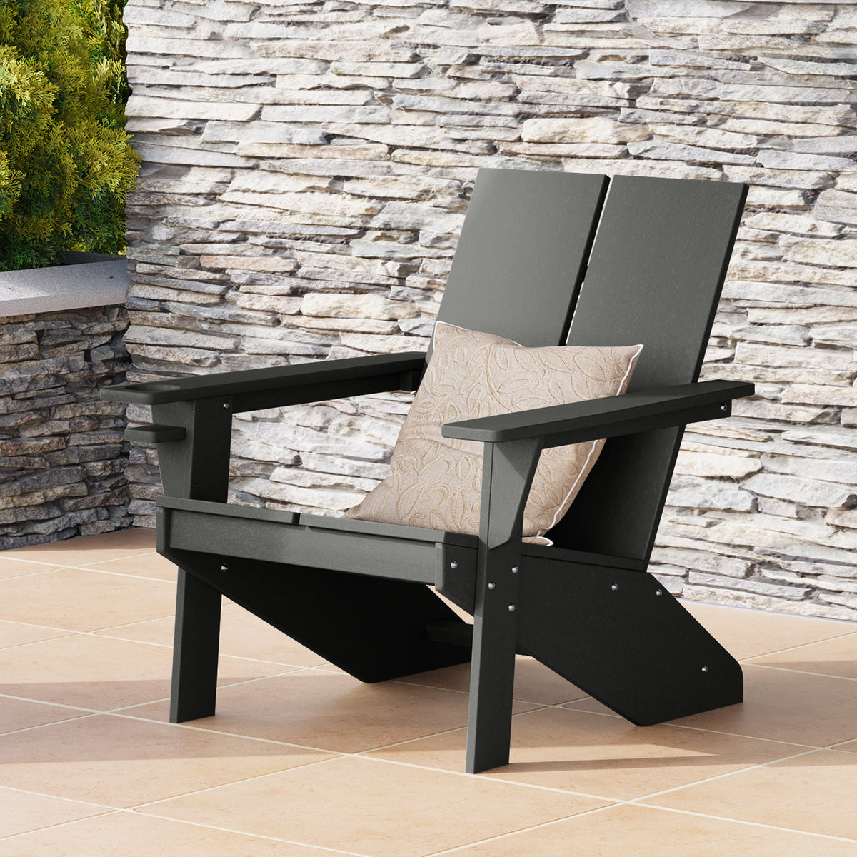 Riviera modern Adirondack chair with cup holder in Gray styled outdoors