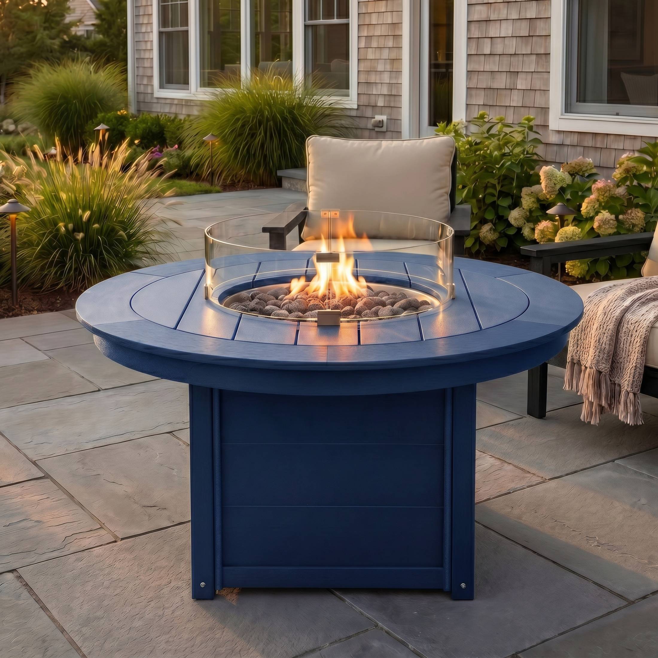 Helios 47" Modern Outdoor 55,000 BTU Patio Propane Round Fire Pit Table