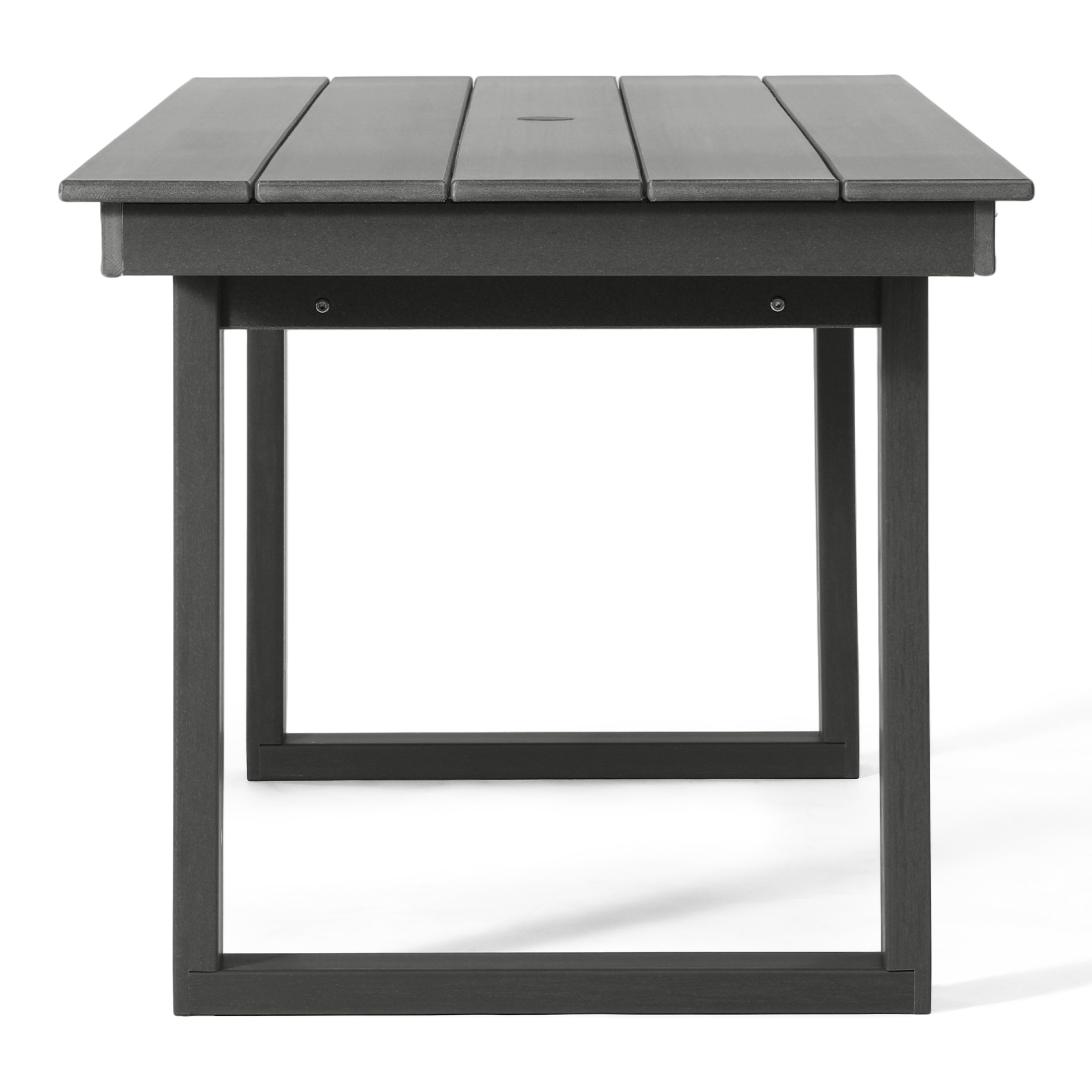 Paloma 68" Outdoor HDPE Modern Rectangular Patio Dining Table With Umbrella Hole