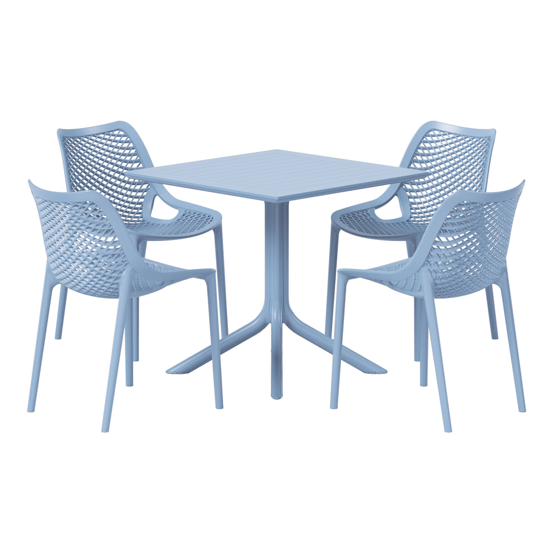 Playa 5-Piece Resin Square Patio Dining Table Set with Stackable Patio Dining Chairs