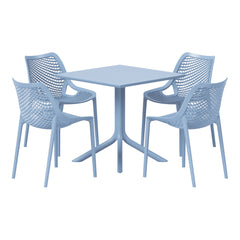 Playa 5-Piece Resin Square Patio Dining Table Set with Stackable Patio Dining Chairs