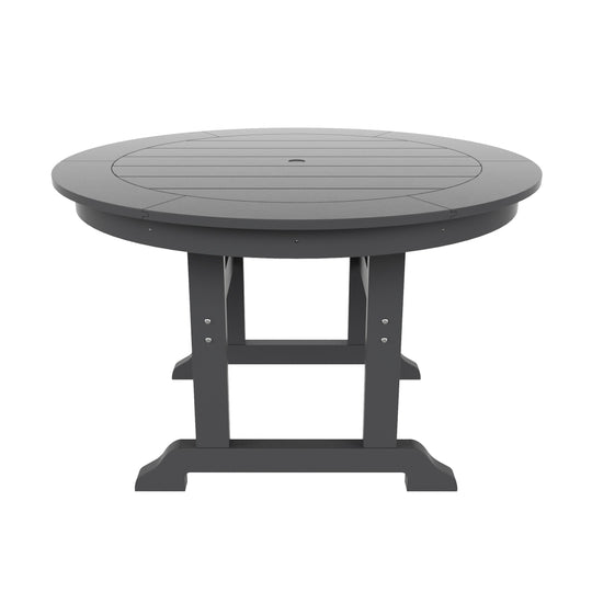 Malibu 5 Piece Outdoor Patio Dining Round Table and Curved Back Armchair Set