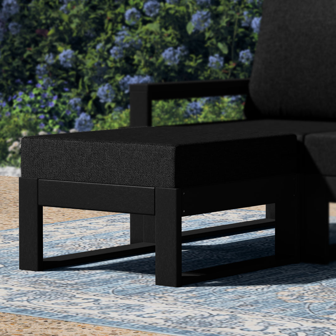 Montara Outdoor HDPE Patio Ottoman with Waterproof Olefin Cushions