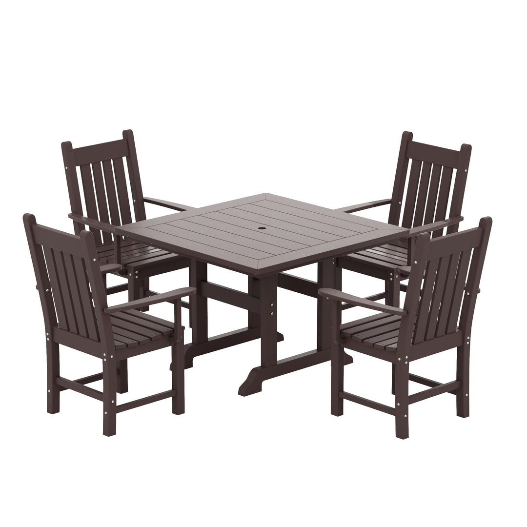 Malibu 5 Piece Outdoor Patio Dining Set Outdoor Square Table and Armchair Set
