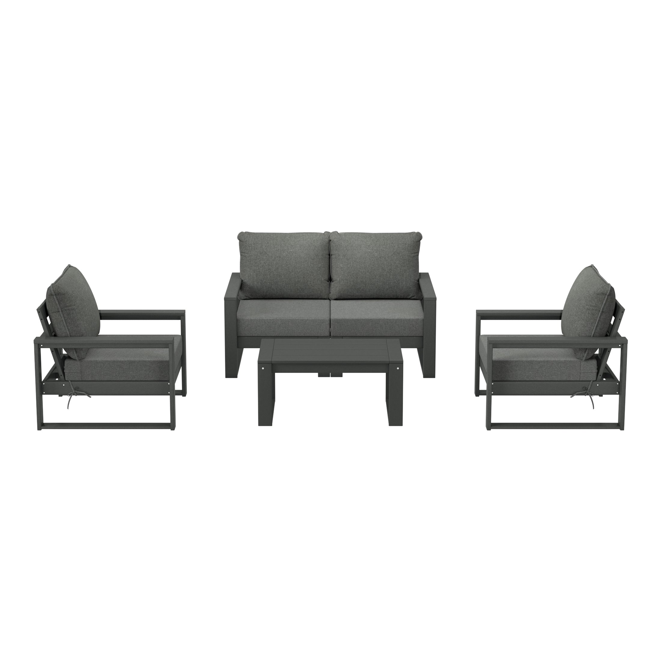 Montara 5-Piece Modern HDPE Outdoor Patio Furniture Sofa Conversation Set with Coffee Table
