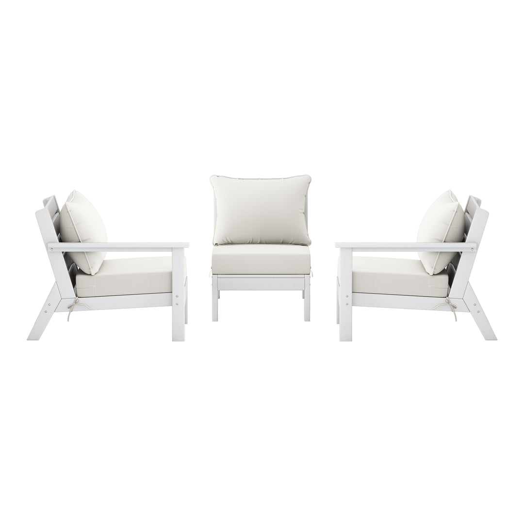 Avalon Outdoor Patio HDPE Sectional Sofa with Patio Cushions