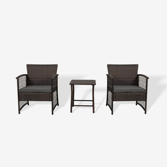 Melvi 3-Piece Outdoor Patio Wicker Conversation Set, Coffee