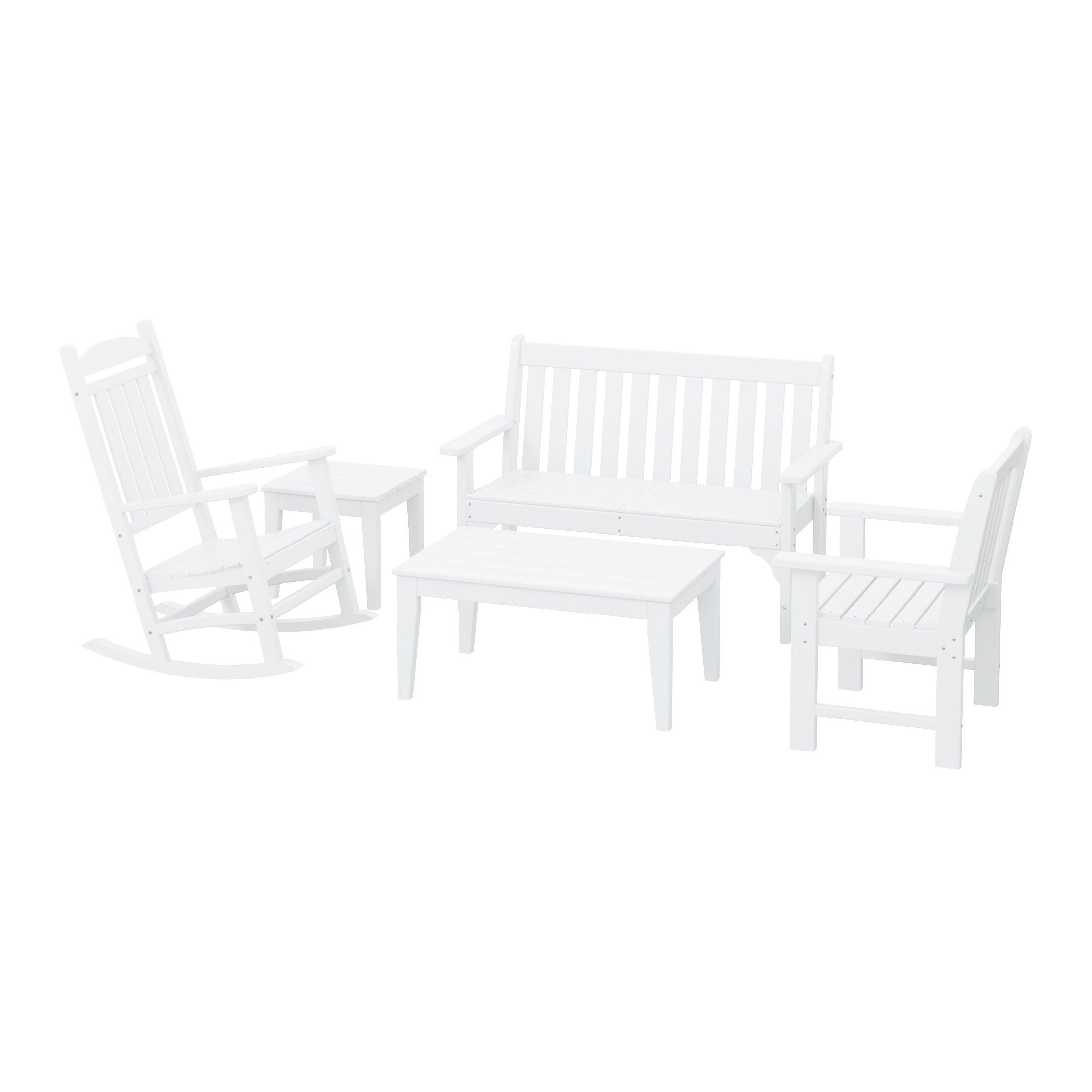 Malibu 5-Piece HDPE Outdoor Patio Furniture Couch and Rocking Chair Set