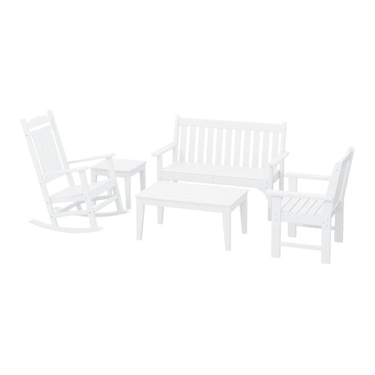 Malibu 5-Piece HDPE Outdoor Patio Furniture Couch and Rocking Chair Set