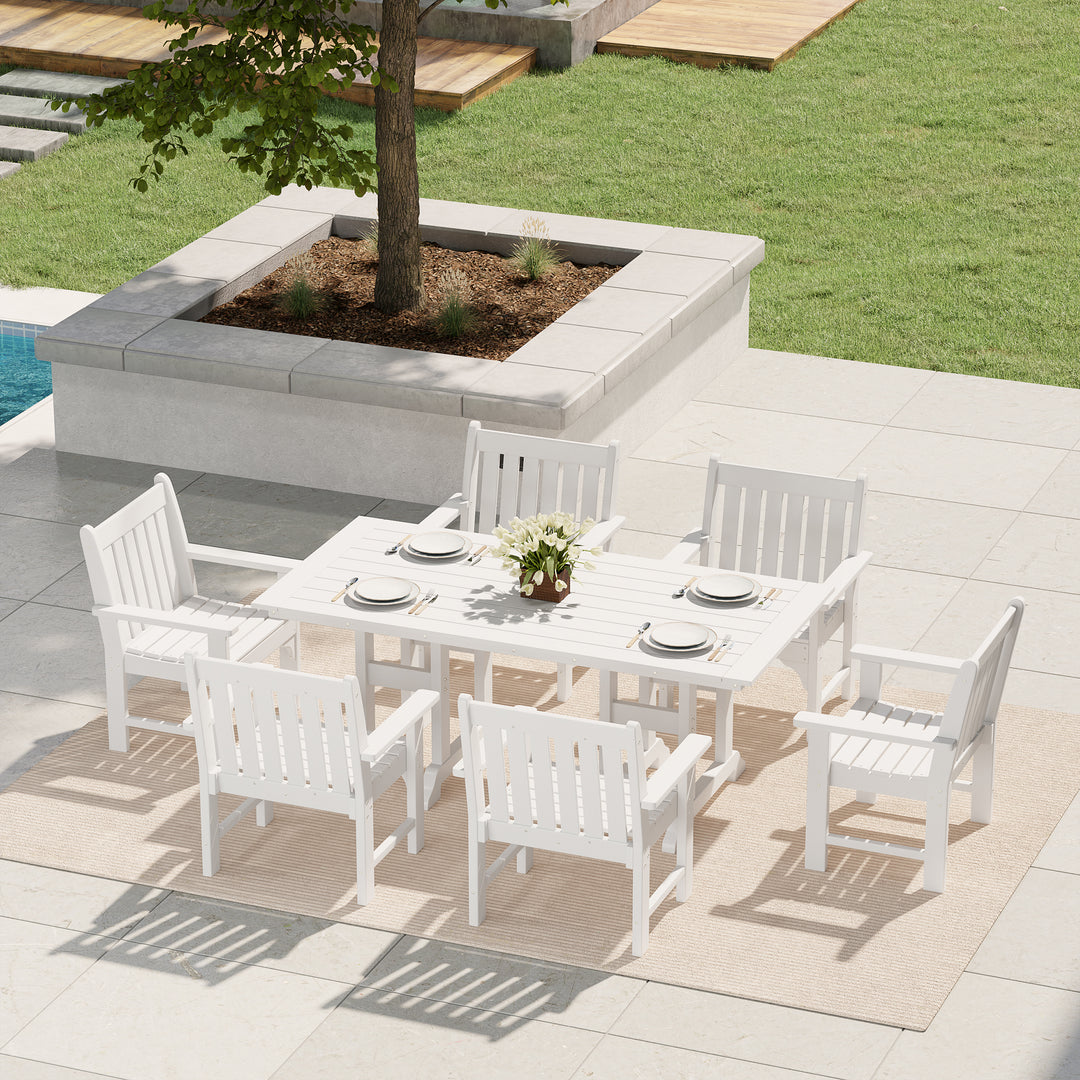 Malibu 7-Piece HDPE Outdoor Dining Patio Table and Chairs Set