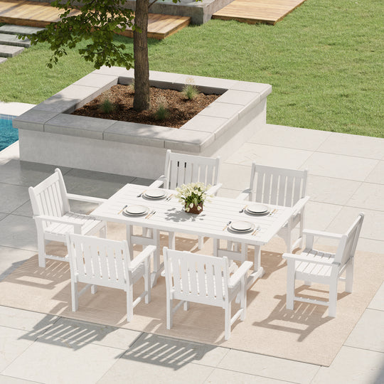 Malibu 7-Piece HDPE Outdoor Dining Patio Table and Chairs Set