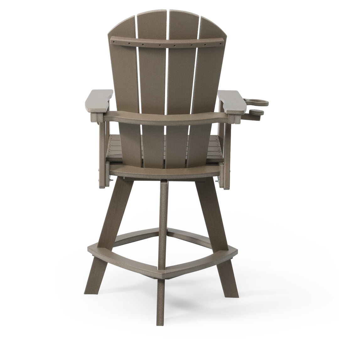 Malibu Outdoor HDPE Swivel Adirondack Bar Height Chair With Cup Holder