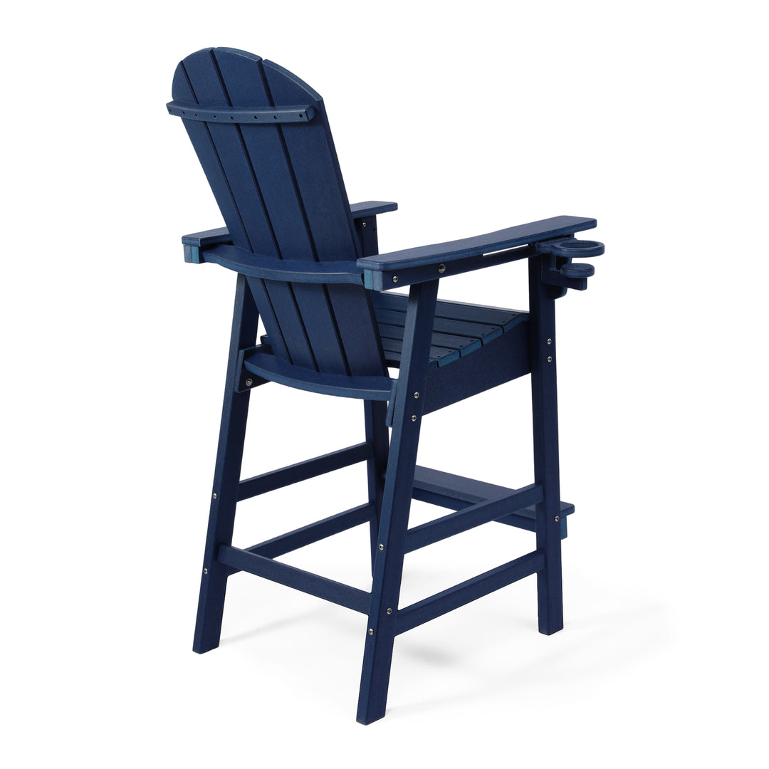 Malibu Outdoor HDPE Tall Adirondack Bar Height Chair With Cup Holder