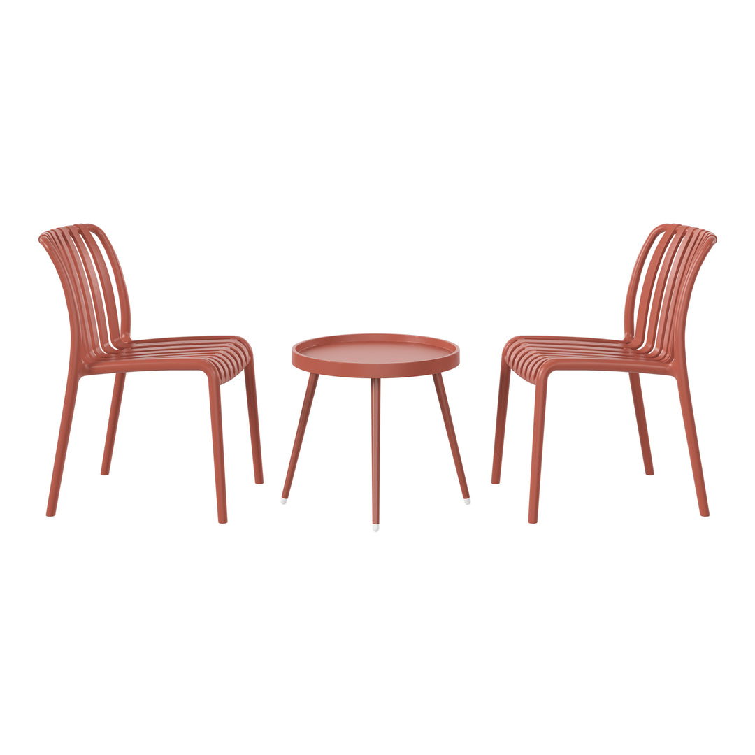 Playa 3-Piece Outdoor Patio Bistro Balcony Furniture Set With Stackable Chairs