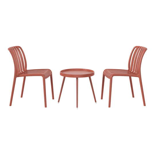 Playa 3-Piece Outdoor Patio Bistro Balcony Furniture Set With Stackable Chairs