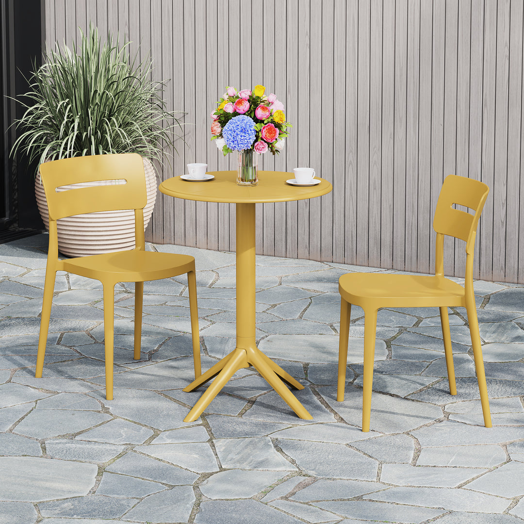 Playa 3-Piece Outdoor Resin Patio Bistro Set with Stackable Patio Dining Chairs