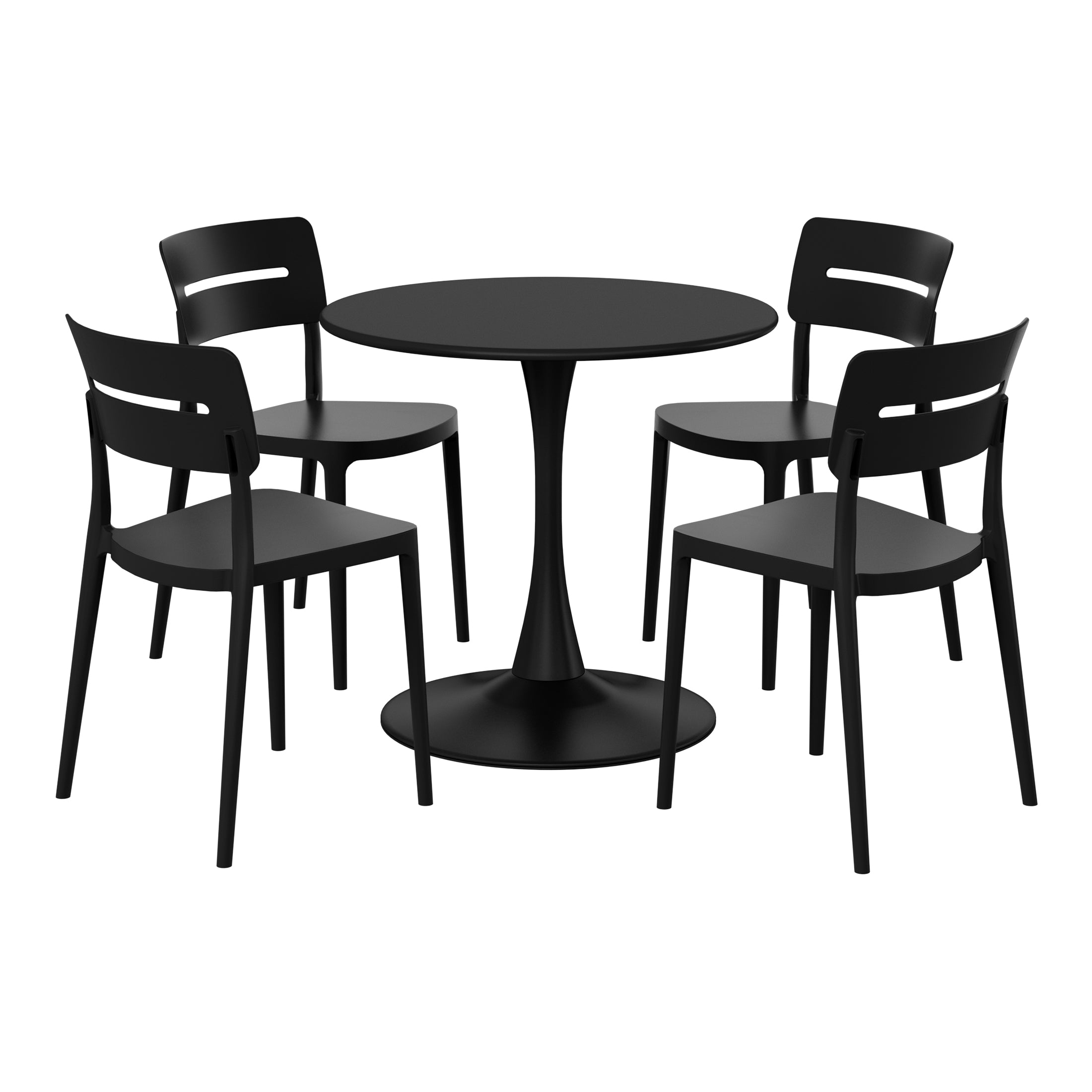 Playa 5-Piece Outdoor Indoor Round Metal Patio Dining Table Set With Stackable Patio Chairs