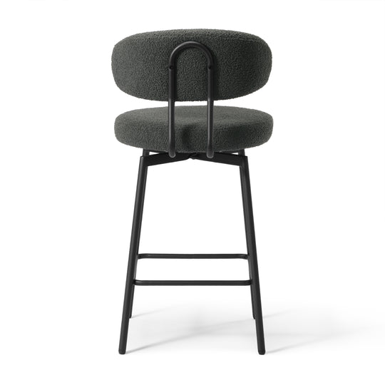 Alexandria Modern Upholstered Sherpa Fabric Counter Height Bar Stools with Back (Set of 2)