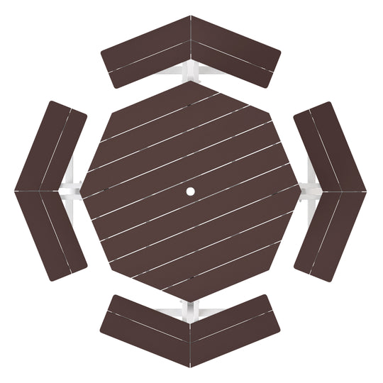 Outdoor 48" HDPE 8-Person Patio Octagon Picnic Table