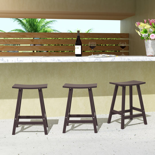 Malibu 24" HDPE Outdoor Patio Counter Height Bar Stools (Set of 3)