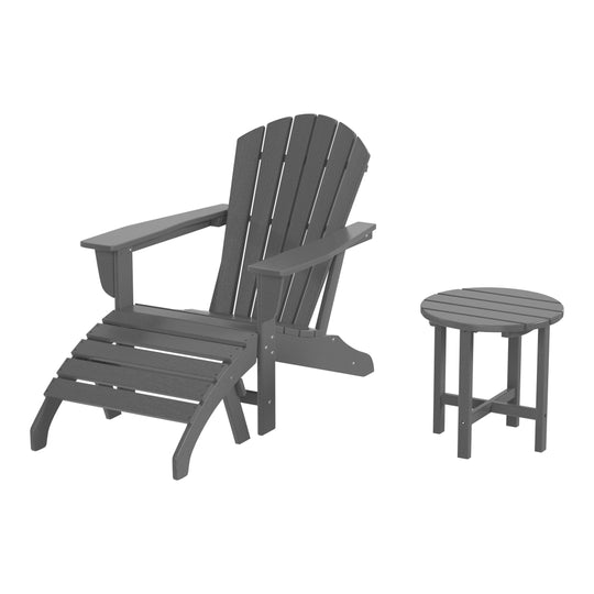 Dylan Outdoor Adirondack Chair With Ottoman And Side Table 3-Piece Set
