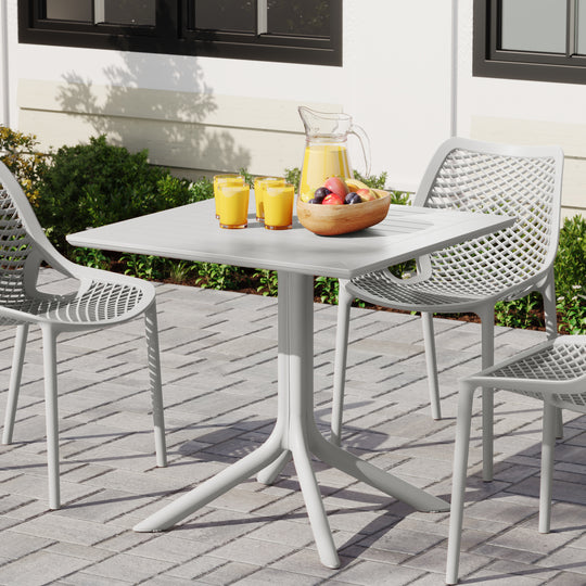 Playa 31.5" Square Outdoor Plastic Resin Patio Dining Table for 4
