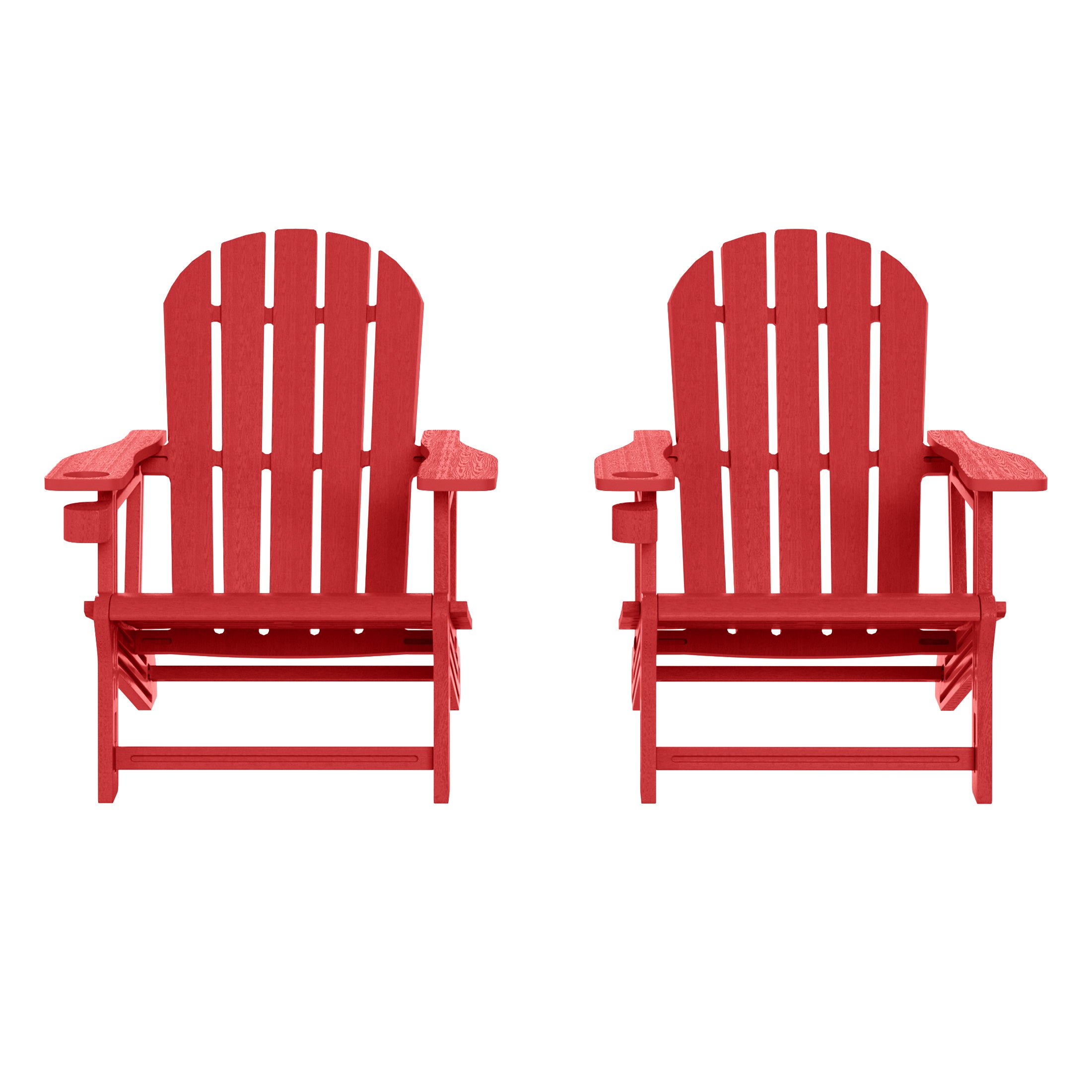 Azura Tool-Free Assembly Outdoor Patio HDPE Plastic Adirondack Chair with Cup Holder (Set of 2)