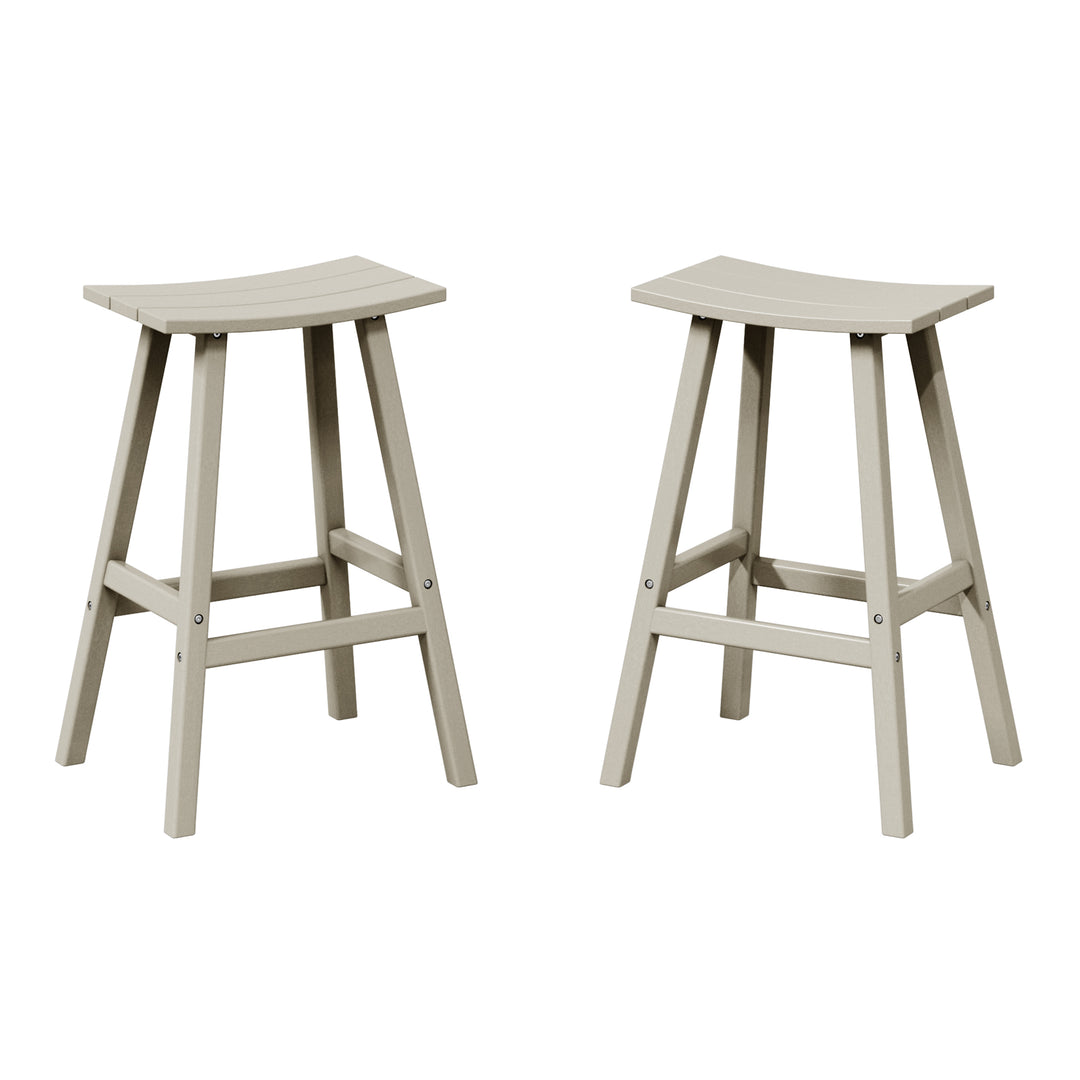 Malibu 29" HDPE Outdoor Patio Bar Height Bar Stools (Set of 2)
