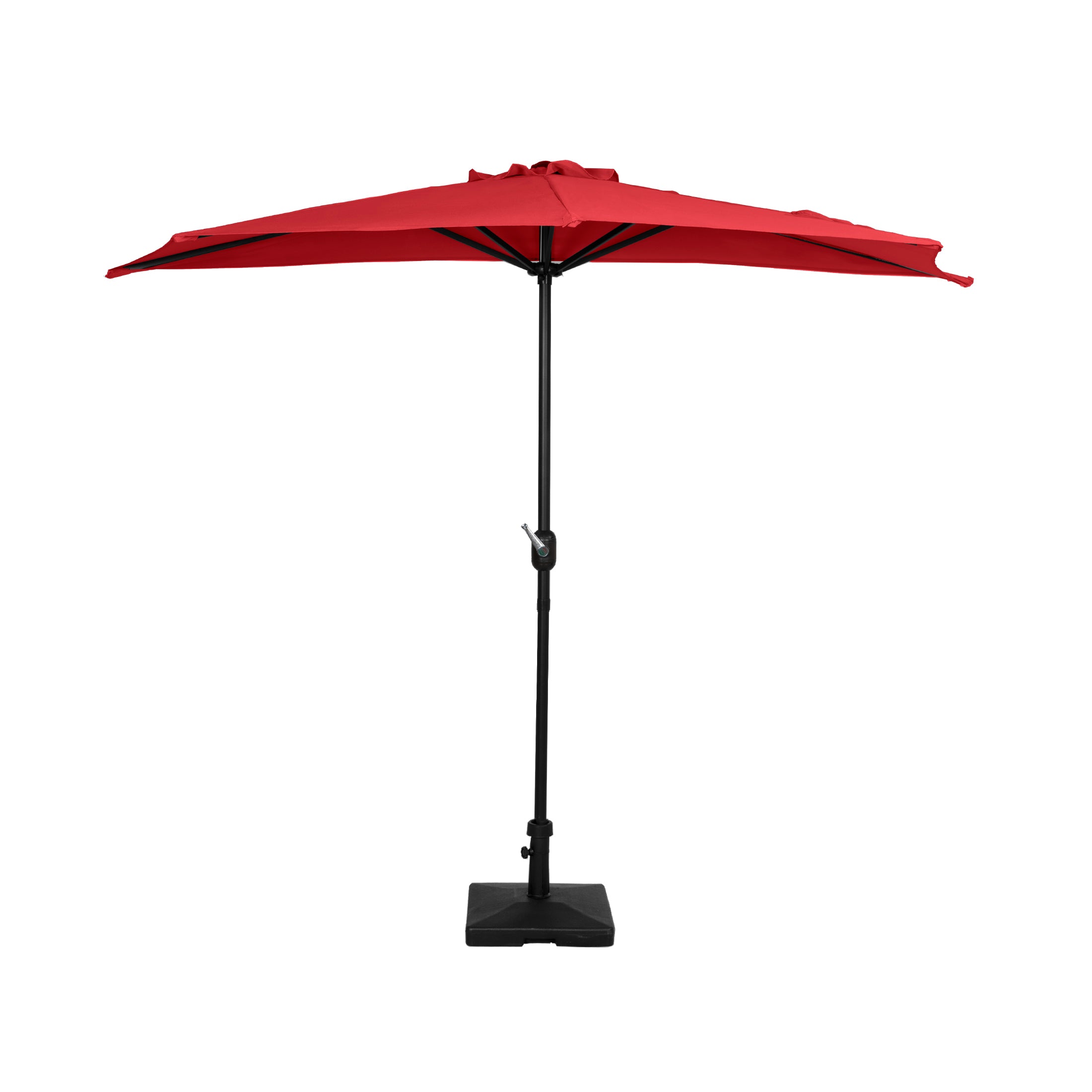 Lanai 9 ft. Aluminum Half Market Crank Lift Patio Umbrella with Base