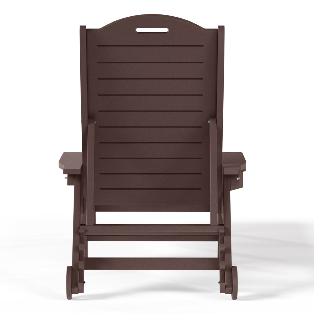 Aruba Outdoor HDPE Patio Chaise Lounge With Wheels & Cup Holder