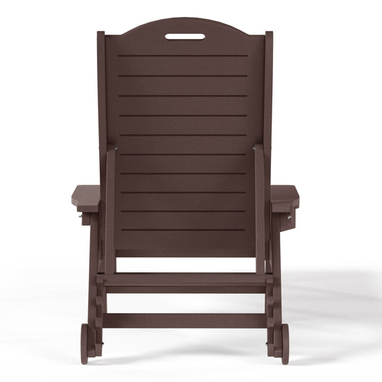 Aruba Outdoor HDPE Patio Chaise Lounge With Wheels & Cup Holder