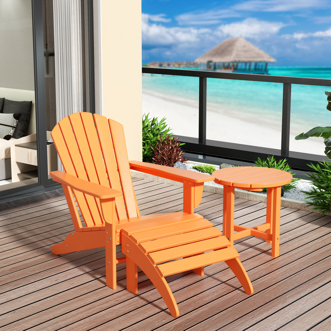 Dylan Outdoor Adirondack Chair With Ottoman And Side Table 3-Piece Set