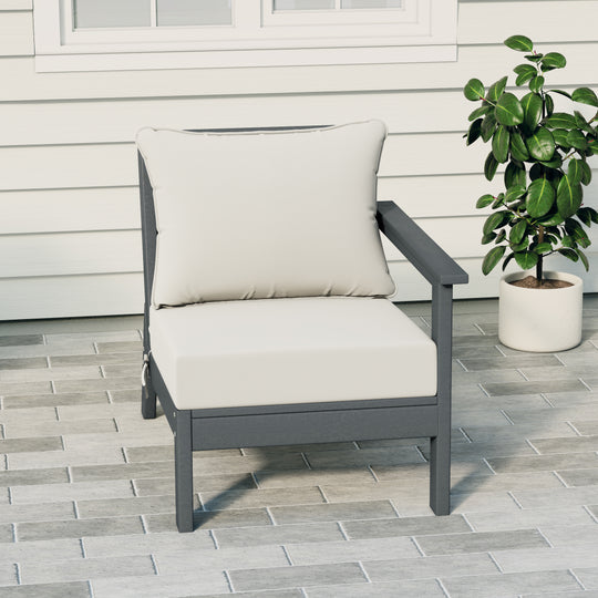 Avalon Outdoor Patio HDPE Right Arm Sectional Corner Club Chair with Patio Cushions