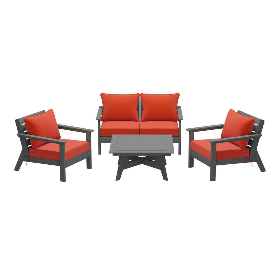 Avalon Outdoor 5-Piece Modular Sectional Patio Furniture Sofa Set
