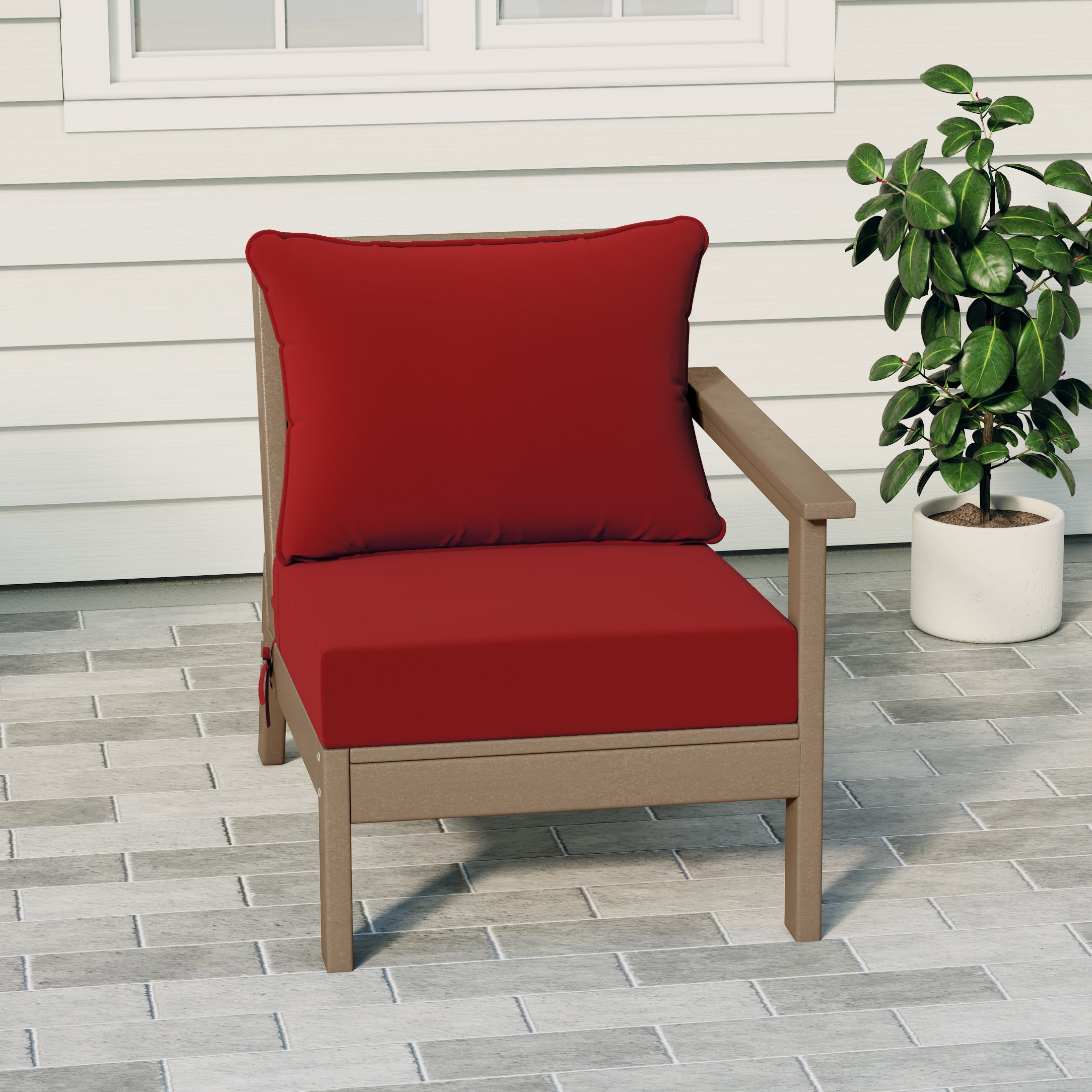 Avalon Outdoor Patio HDPE Right Arm Sectional Corner Club Chair with Patio Cushions