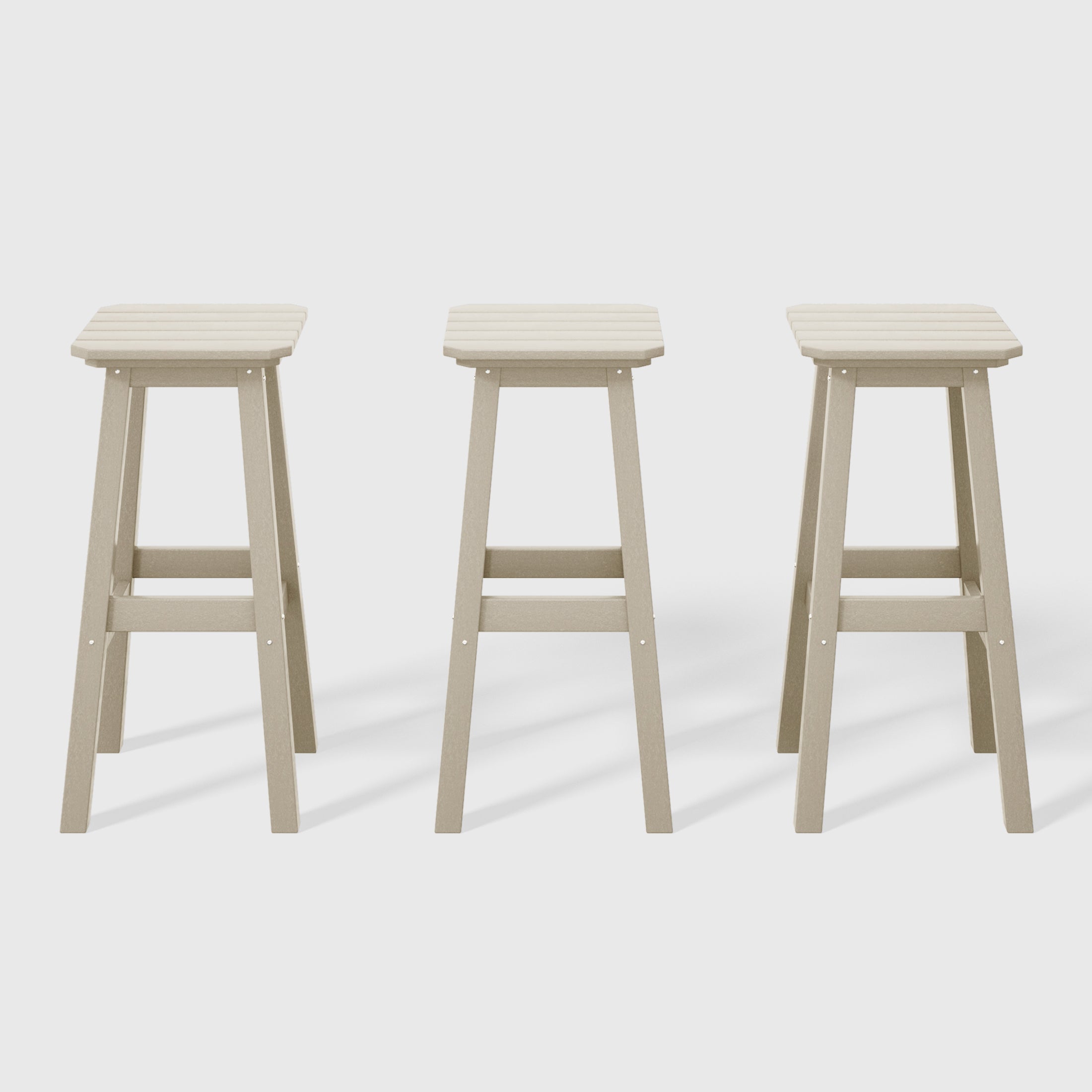 Malibu 29" HDPE Outdoor Patio Square Bar Stools (Set of 3)