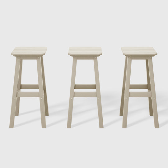 Malibu 29" HDPE Outdoor Patio Square Bar Height Bar Stool (Set of 3)