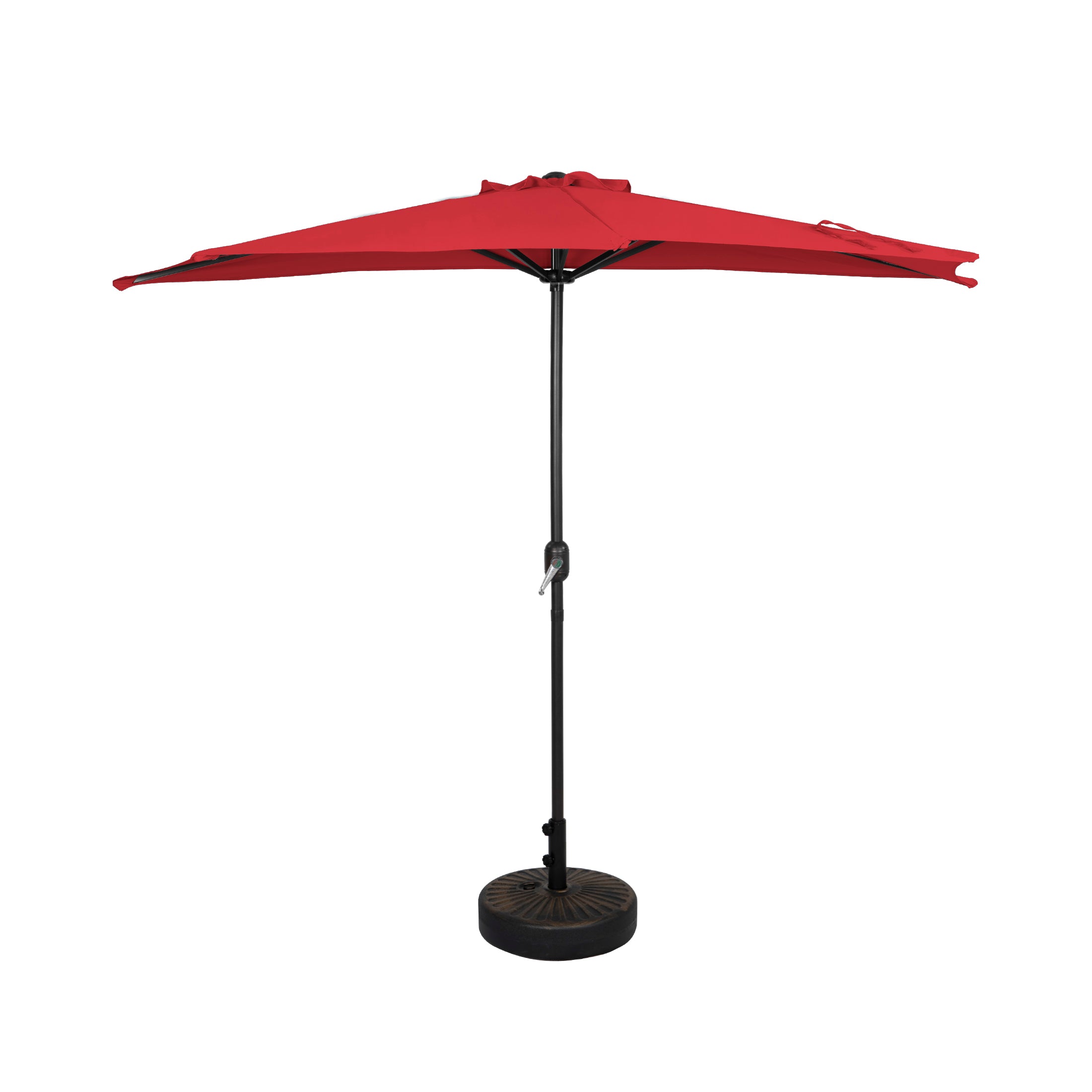 Lanai 9 ft. Aluminum Half Market Crank Lift Patio Umbrella with Base